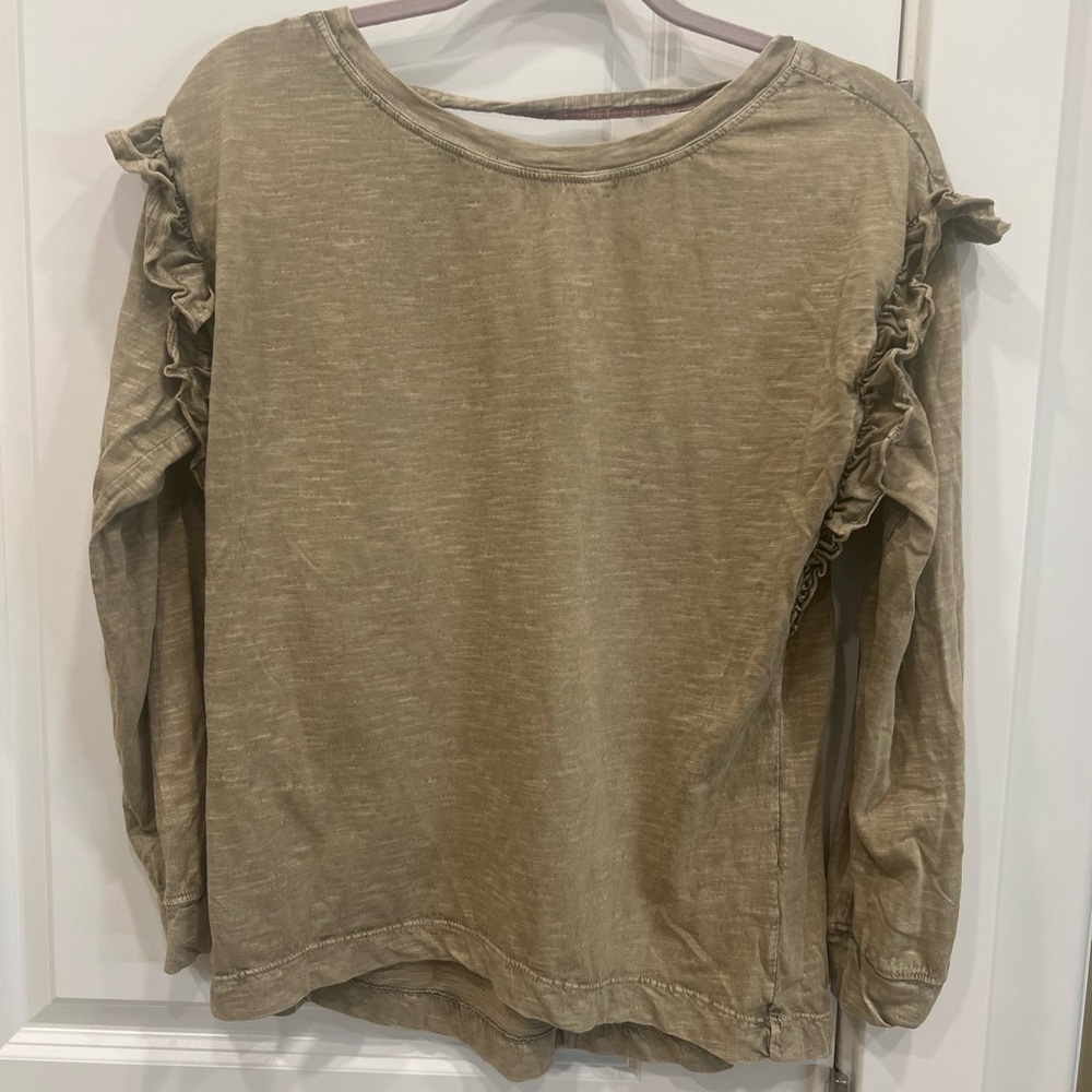Women's Olive Ruffle Sleeve Top